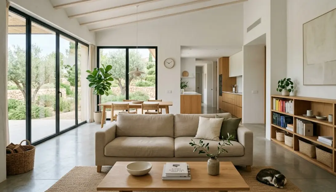 Interior de una casa minimalista y organizada que transmite paz y orden