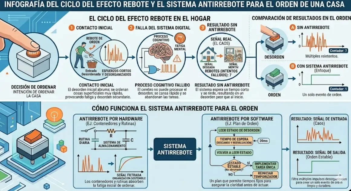 Infografía del ciclo del efecto rebote y el sistema antirrebote