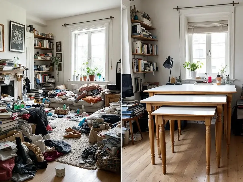 Antes y después con mesas nido