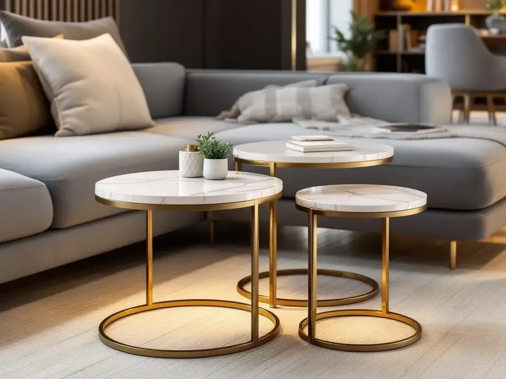 Mesas nido efecto mármol premium