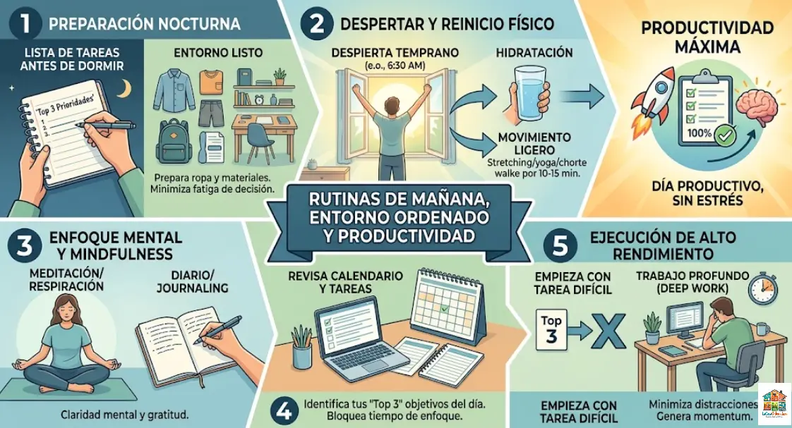 Rutinas de mañana: Cómo un entorno ordenado te hace más productivo (guía real 2026)